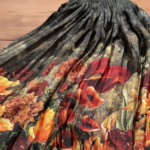Anthropologie Geisha Designs Forest Pleated Midi Skirt Size XS - Picture 7 of 7